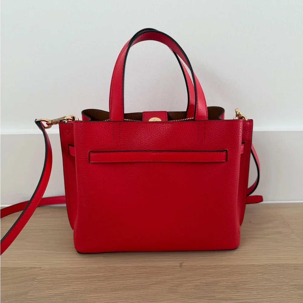 NEW Michael Kors Emilia Small Pebbled Leather Satchel Bright Red